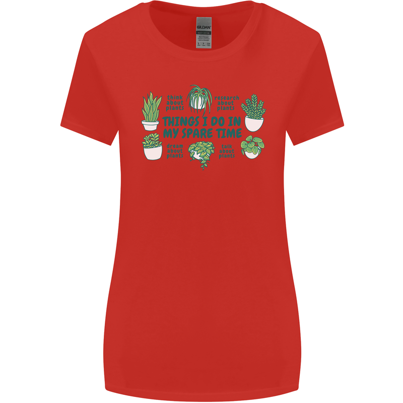 Plants Things I Do in My Spare Time Womens Wider Cut T-Shirt Red