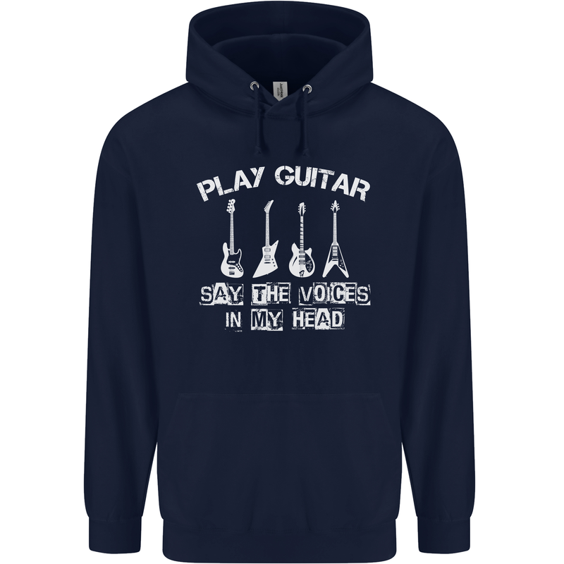 Play Guitar Say Voices in My Head Guitarist Childrens Kids Hoodie Navy Blue