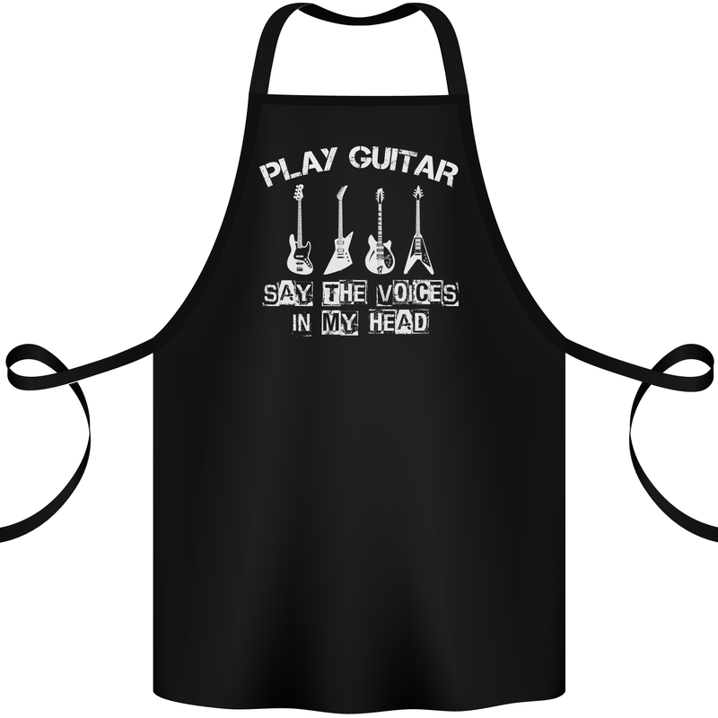 Play Guitar Say Voices in My Head Guitarist Cotton Apron 100% Organic Black