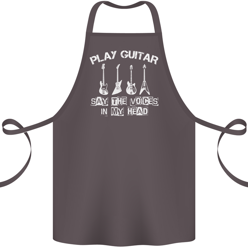 Play Guitar Say Voices in My Head Guitarist Cotton Apron 100% Organic Dark Grey