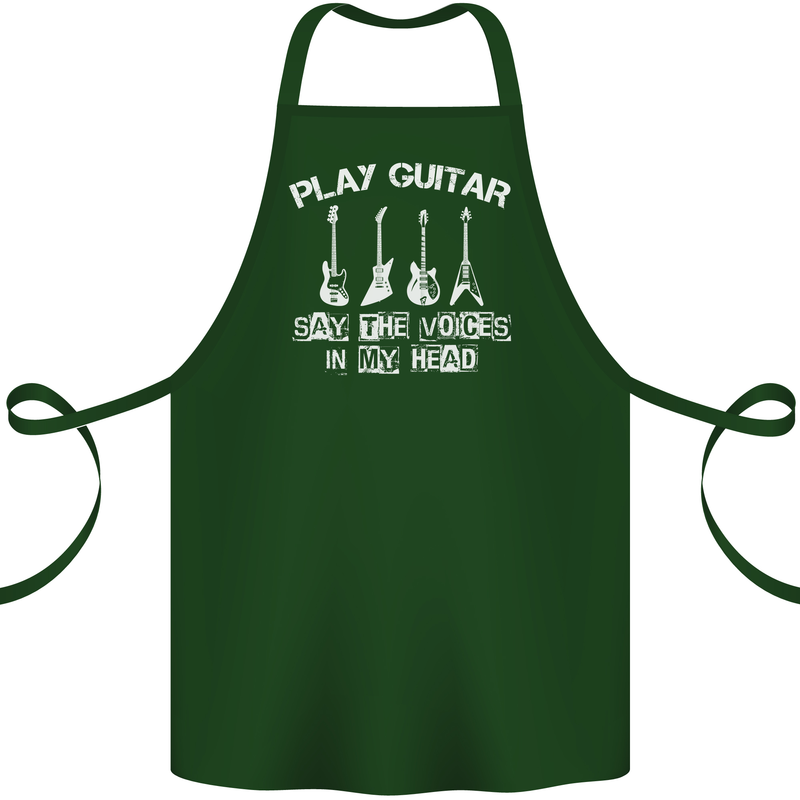 Play Guitar Say Voices in My Head Guitarist Cotton Apron 100% Organic Forest Green