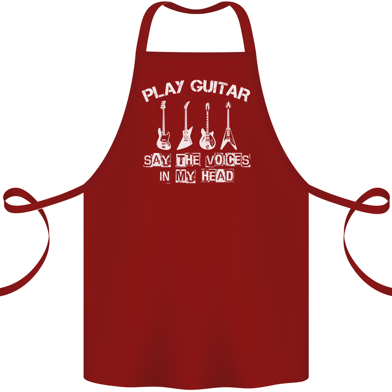 Play Guitar Say Voices in My Head Guitarist Cotton Apron 100% Organic Maroon