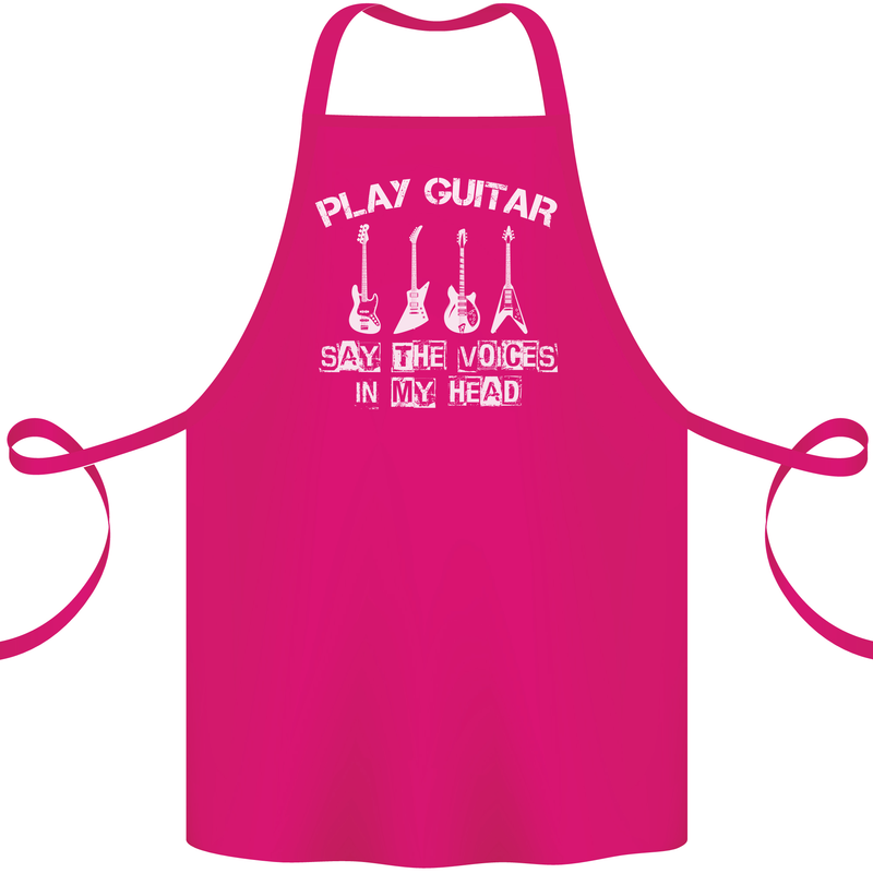 Play Guitar Say Voices in My Head Guitarist Cotton Apron 100% Organic Pink