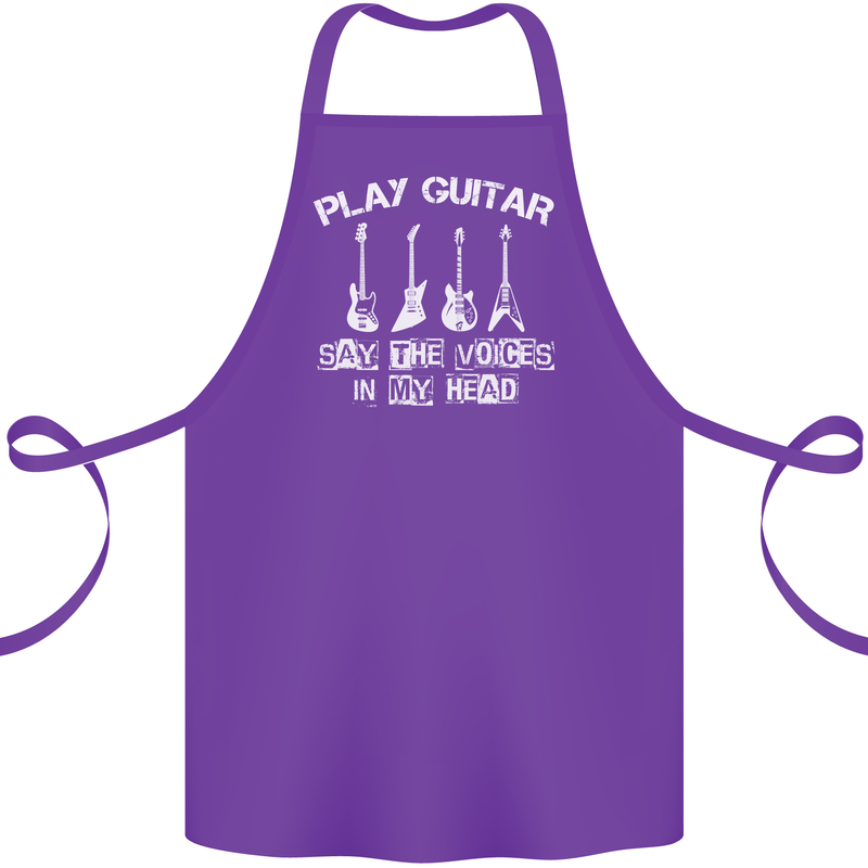 Play Guitar Say Voices in My Head Guitarist Cotton Apron 100% Organic Purple