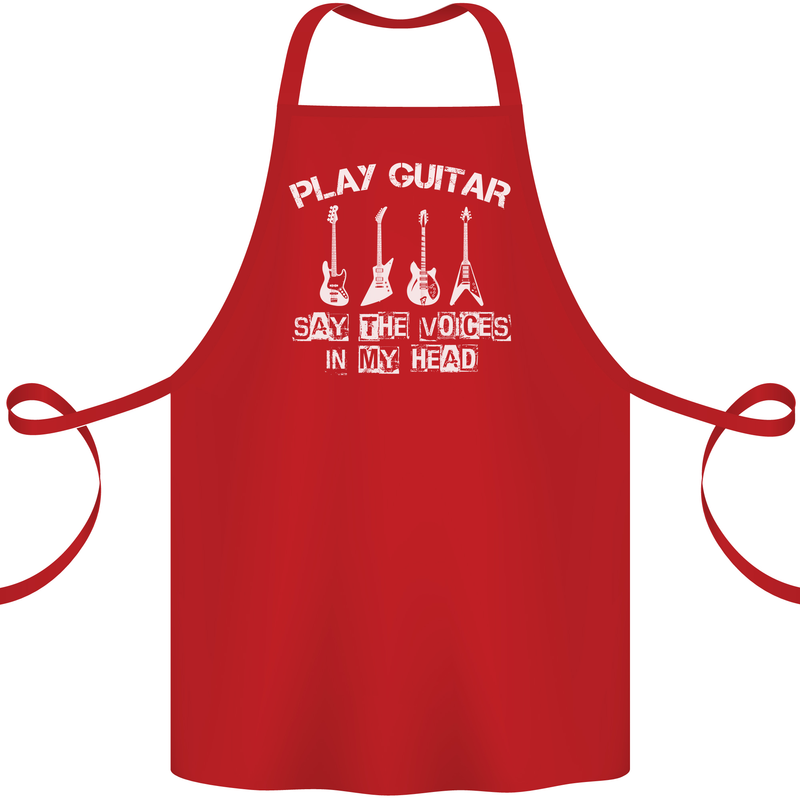 Play Guitar Say Voices in My Head Guitarist Cotton Apron 100% Organic Red