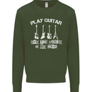 Play Guitar Say Voices in My Head Guitarist Kids Sweatshirt Jumper Forest Green