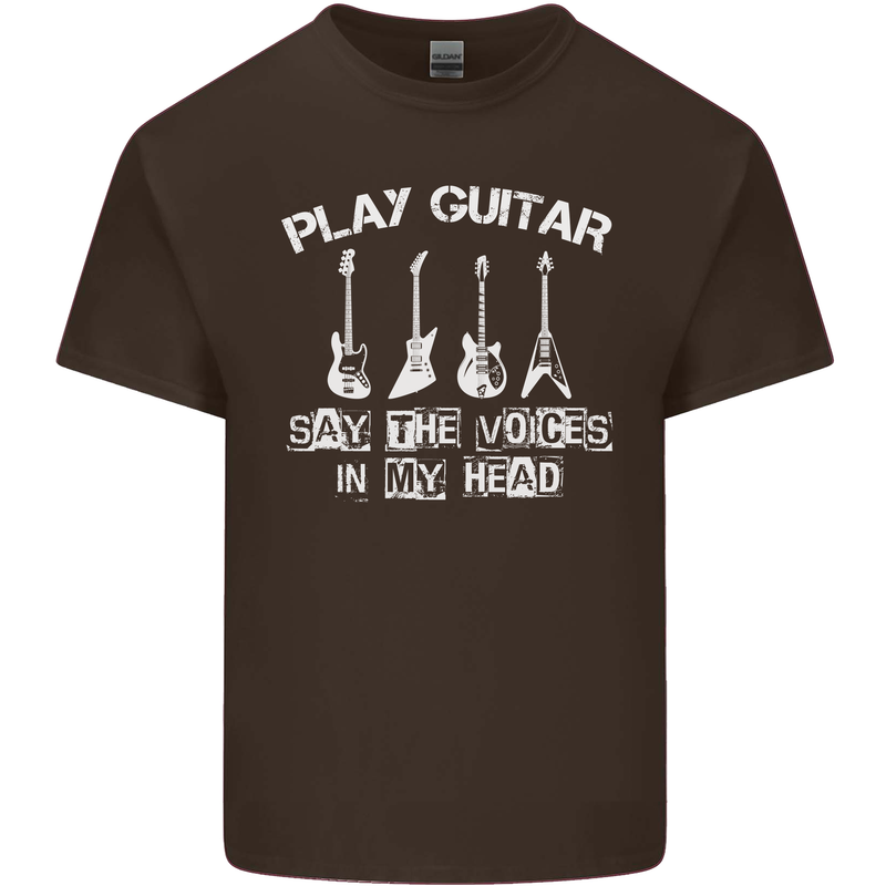 Play Guitar Say Voices in My Head Guitarist Kids T-Shirt Childrens Chocolate