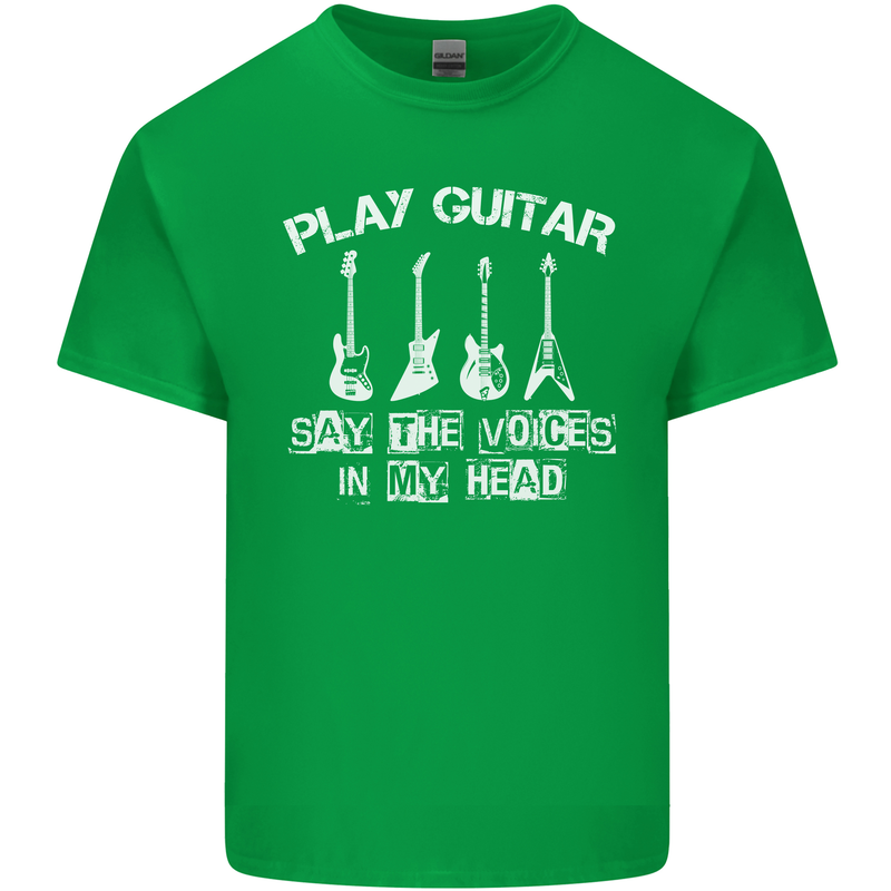 Play Guitar Say Voices in My Head Guitarist Kids T-Shirt Childrens Irish Green