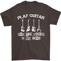 Play Guitar Say Voices in My Head Guitarist Mens T-Shirt Cotton Gildan Dark Chocolate