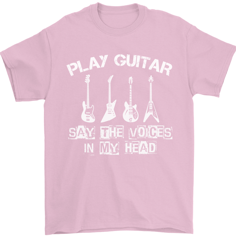 Play Guitar Say Voices in My Head Guitarist Mens T-Shirt Cotton Gildan Light Pink