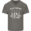 Play Guitar Say Voices in My Head Guitarist Mens V-Neck Cotton T-Shirt Charcoal