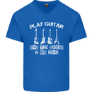 Play Guitar Say Voices in My Head Guitarist Mens V-Neck Cotton T-Shirt Royal Blue