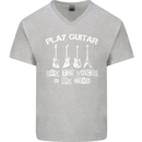 Play Guitar Say Voices in My Head Guitarist Mens V-Neck Cotton T-Shirt Sports Grey