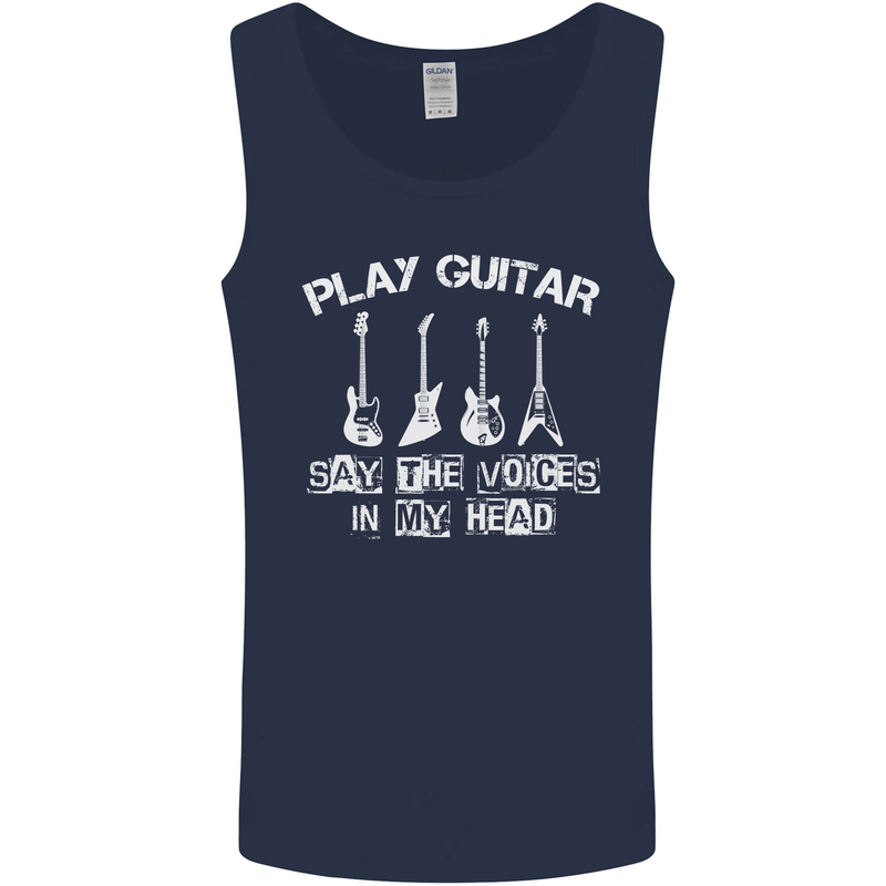 Play Guitar Say Voices in My Head Guitarist Mens Vest Tank Top Navy Blue
