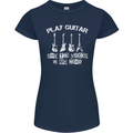 Play Guitar Say Voices in My Head Guitarist Womens Petite Cut T-Shirt Navy Blue