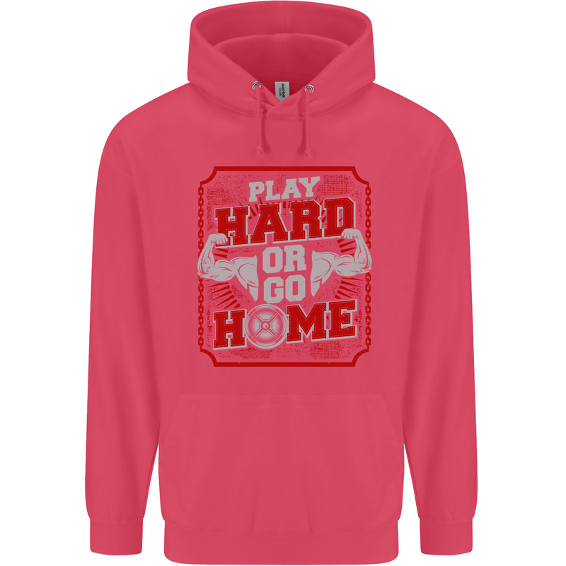 Play Hard or Go Home Gym Training Top Childrens Kids Hoodie Heliconia