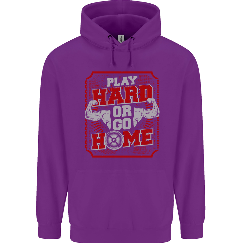 Play Hard or Go Home Gym Training Top Childrens Kids Hoodie Purple