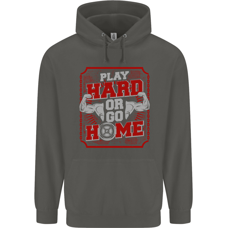 Play Hard or Go Home Gym Training Top Childrens Kids Hoodie Storm Grey