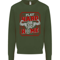 Play Hard or Go Home Gym Training Top Kids Sweatshirt Jumper Forest Green