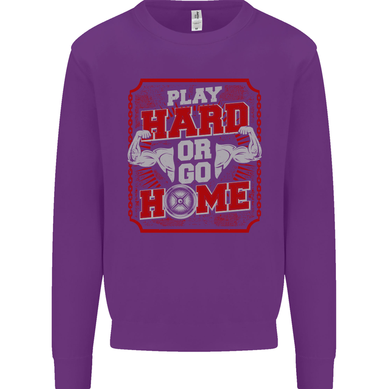 Play Hard or Go Home Gym Training Top Kids Sweatshirt Jumper Purple