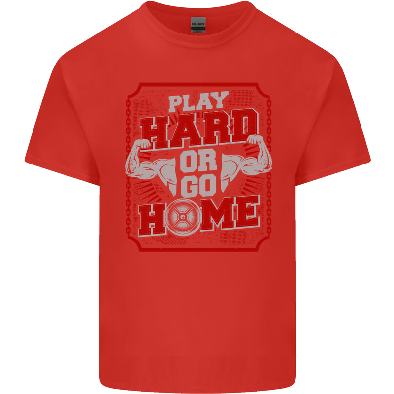 Play Hard or Go Home Gym Training Top Mens Cotton T-Shirt Tee Top Red