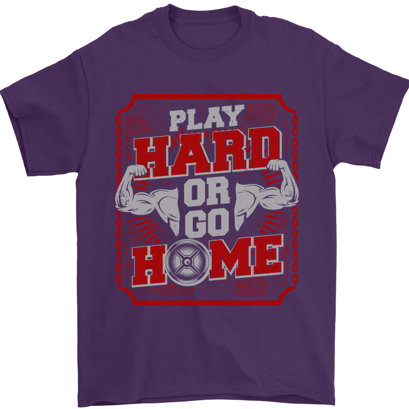Play Hard or Go Home Gym Training Top Mens T-Shirt Cotton Gildan Purple