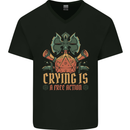 Playing Games RPG Role Crying Free Action Mens V-Neck Cotton T-Shirt Black