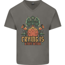 Playing Games RPG Role Crying Free Action Mens V-Neck Cotton T-Shirt Charcoal