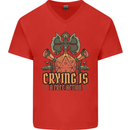 Playing Games RPG Role Crying Free Action Mens V-Neck Cotton T-Shirt Red