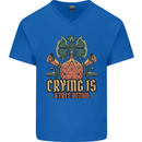 Playing Games RPG Role Crying Free Action Mens V-Neck Cotton T-Shirt Royal Blue