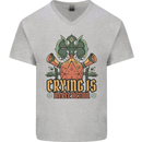 Playing Games RPG Role Crying Free Action Mens V-Neck Cotton T-Shirt Sports Grey