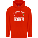 Please Fill Me Up With Beer Funny Alcohol Mens 80% Cotton Hoodie Bright Red