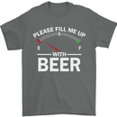 Please Fill Me Up With Beer Funny Alcohol Mens T-Shirt Cotton Gildan Charcoal