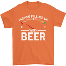 Please Fill Me Up With Beer Funny Alcohol Mens T-Shirt Cotton Gildan Orange