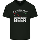 Please Fill Me Up With Beer Funny Alcohol Mens V-Neck Cotton T-Shirt Black