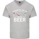Please Fill Me Up With Beer Funny Alcohol Mens V-Neck Cotton T-Shirt Sports Grey