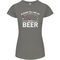 Please Fill Me Up With Beer Funny Alcohol Womens Petite Cut T-Shirt Charcoal