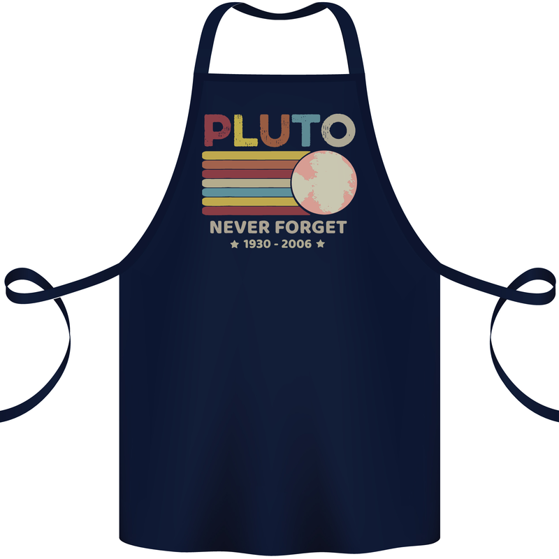 Pluto Never Forget Space Astronomy Planet Cotton Apron 100% Organic Navy Blue