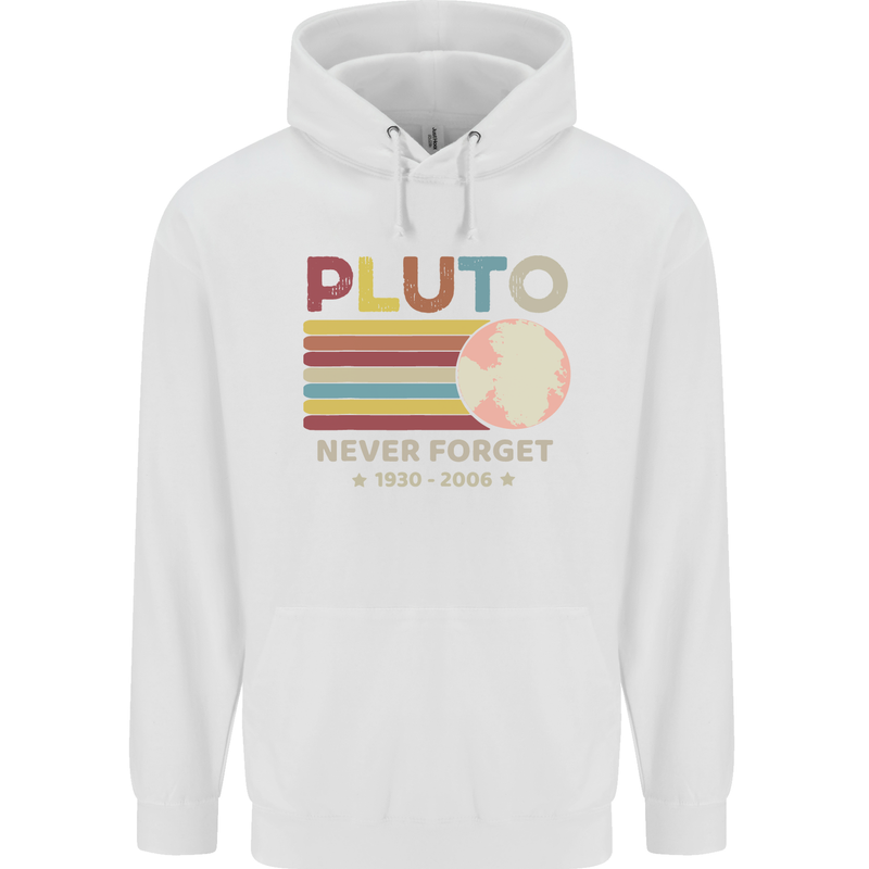 Pluto Never Forget Space Astronomy Planet Mens 80% Cotton Hoodie White
