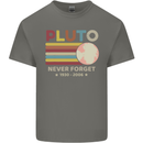 Pluto Never Forget Space Astronomy Planet Mens Cotton T-Shirt Tee Top Charcoal