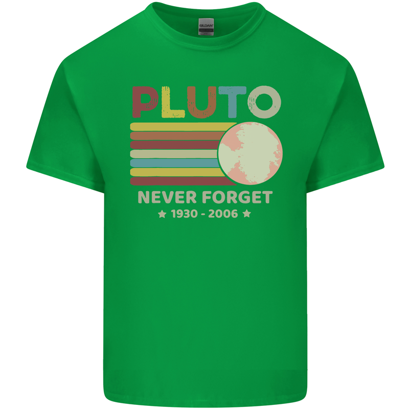 Pluto Never Forget Space Astronomy Planet Mens Cotton T-Shirt Tee Top Irish Green