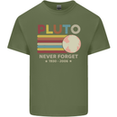 Pluto Never Forget Space Astronomy Planet Mens Cotton T-Shirt Tee Top Military Green
