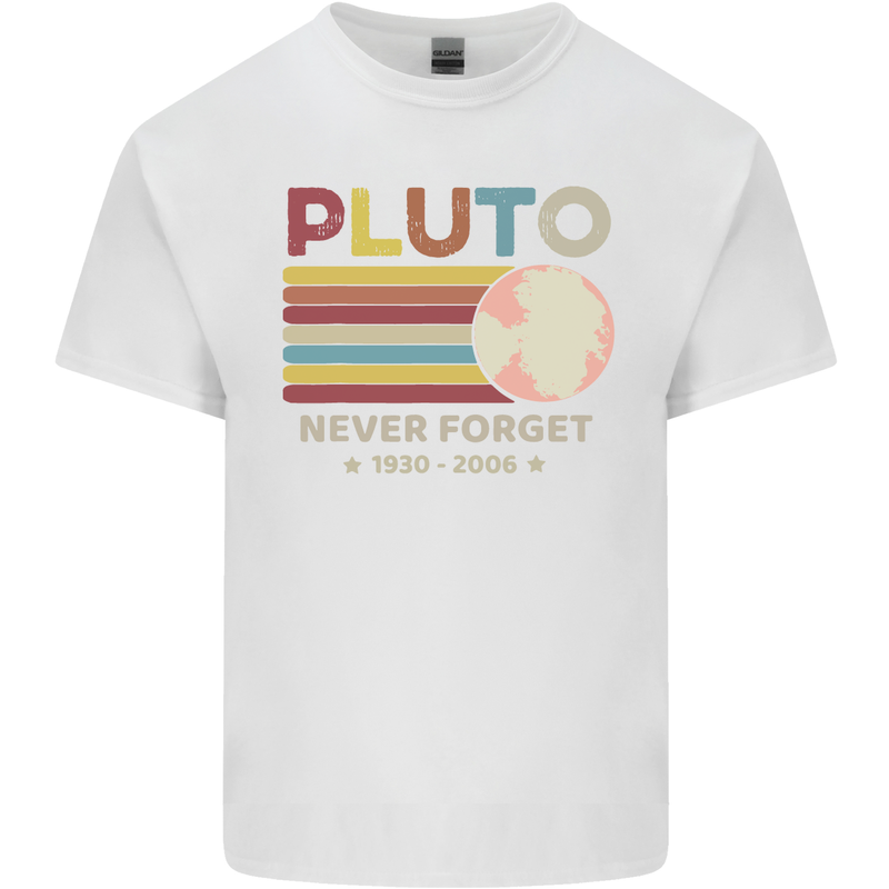 Pluto Never Forget Space Astronomy Planet Mens Cotton T-Shirt Tee Top White