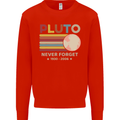 Pluto Never Forget Space Astronomy Planet Mens Sweatshirt Jumper Bright Red