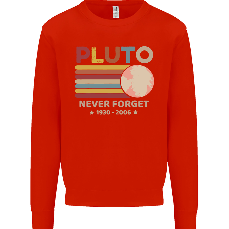 Pluto Never Forget Space Astronomy Planet Mens Sweatshirt Jumper Bright Red