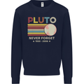 Pluto Never Forget Space Astronomy Planet Mens Sweatshirt Jumper Navy Blue