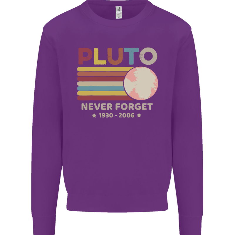 Pluto Never Forget Space Astronomy Planet Mens Sweatshirt Jumper Purple