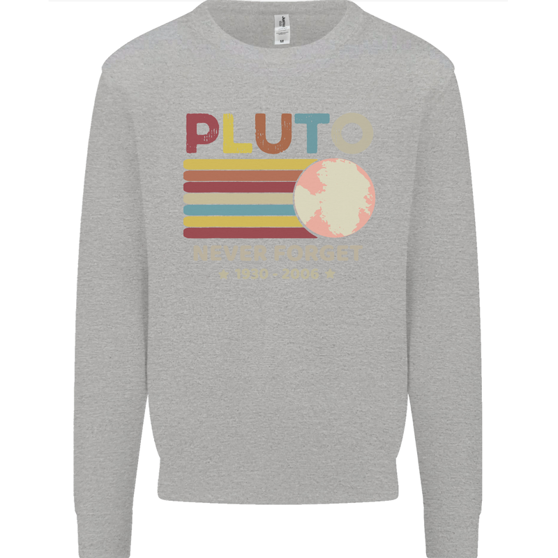 Pluto Never Forget Space Astronomy Planet Mens Sweatshirt Jumper Sports Grey