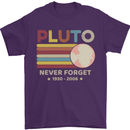 Pluto Never Forget Space Astronomy Planet Mens T-Shirt Cotton Gildan Purple