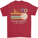 Pluto Never Forget Space Astronomy Planet Mens T-Shirt Cotton Gildan Red